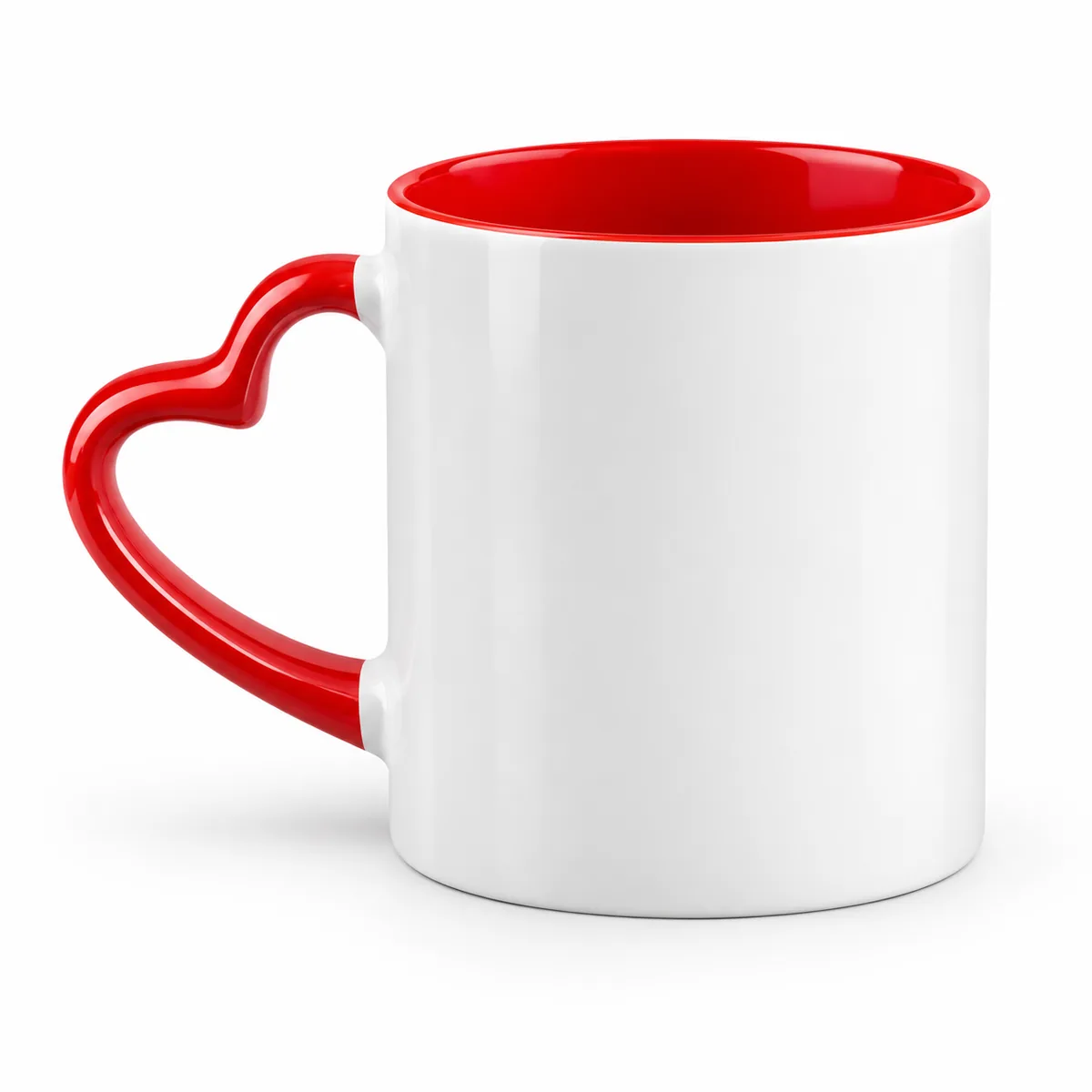 Heart Shape Red Handle Ceramic Mug